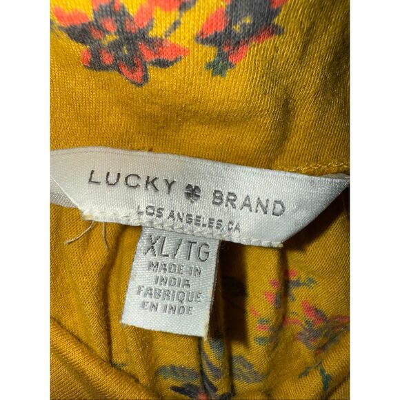 Lucky brand square neck yellow floral blouse XL #718 - Picture 3 of 4